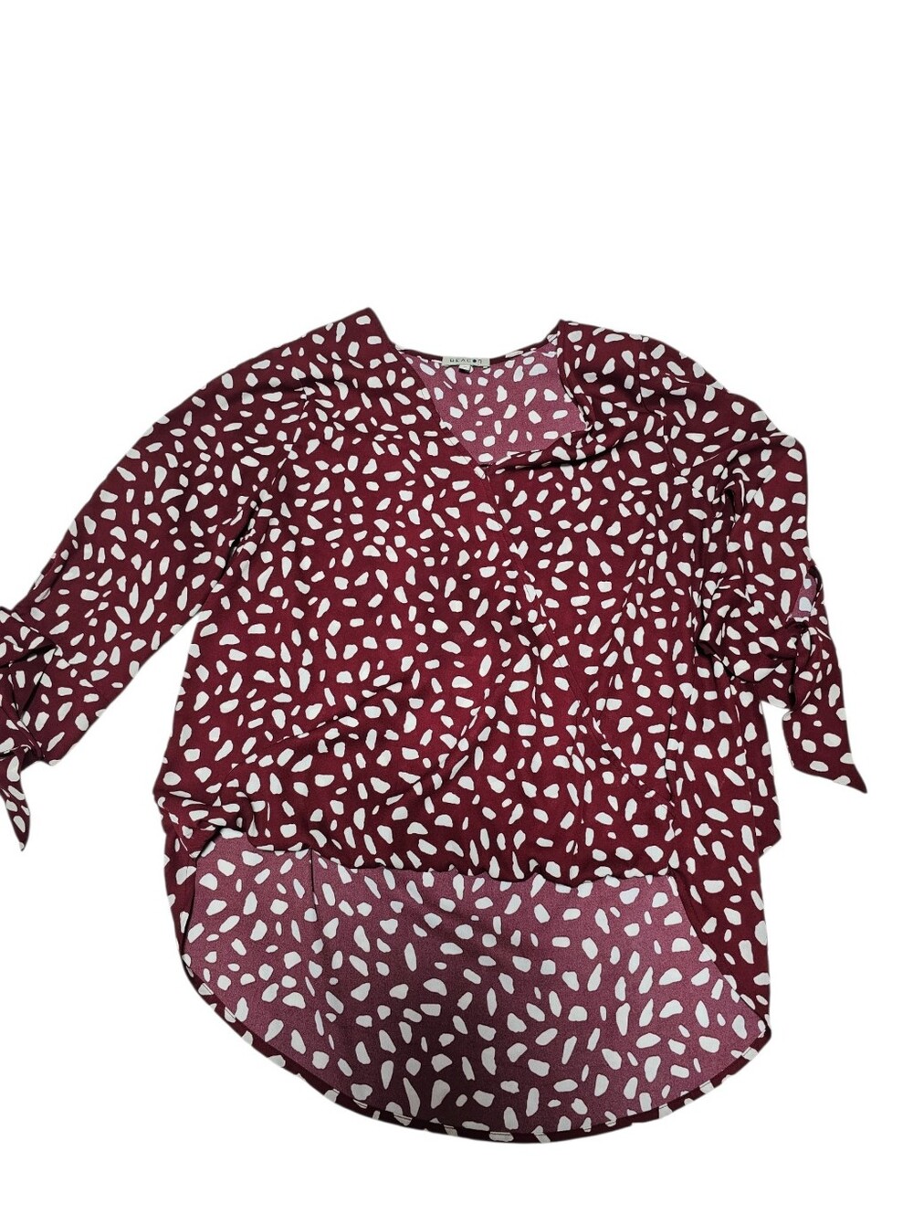 West Kei Beacon Women's Burgundy Printed Blouse - Elegant Casual Top Medium